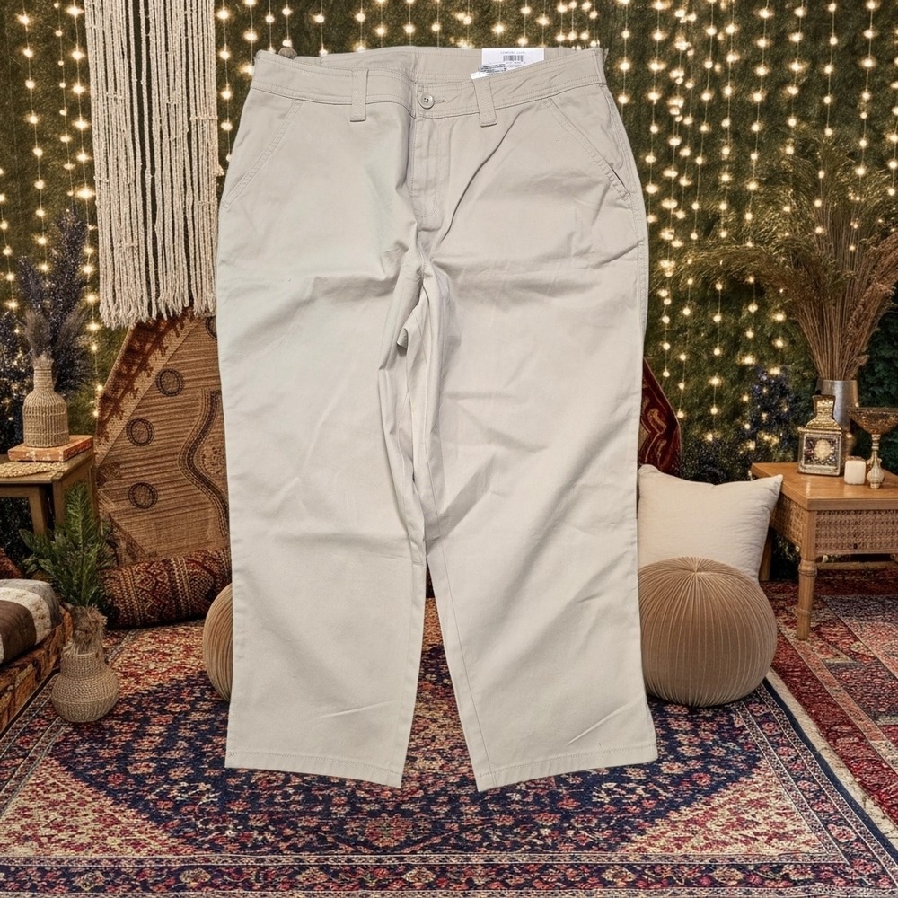Style & Co Womens Comfort Capri‎ Pants Tan Khaki Mid Rise Straight Size 14 NEW
